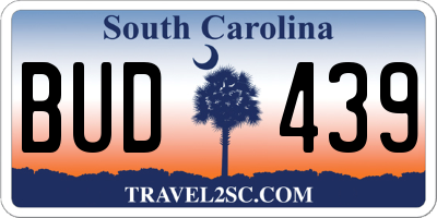 SC license plate BUD439