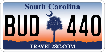 SC license plate BUD440