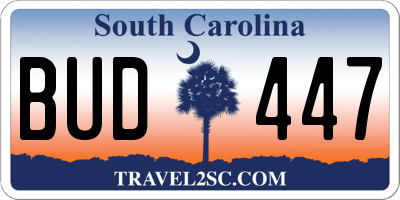 SC license plate BUD447
