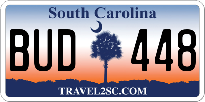 SC license plate BUD448