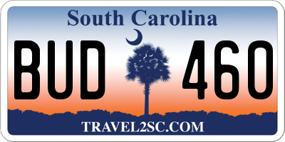 SC license plate BUD460