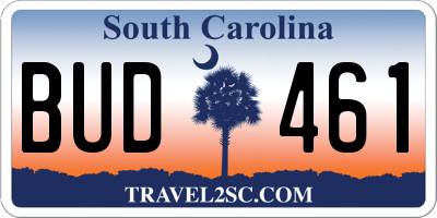 SC license plate BUD461