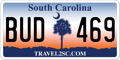SC license plate BUD469