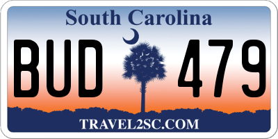 SC license plate BUD479