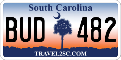 SC license plate BUD482