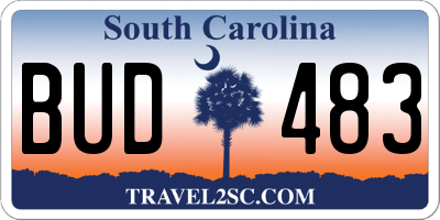 SC license plate BUD483