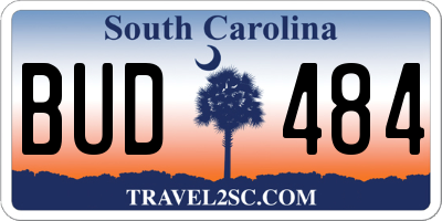 SC license plate BUD484
