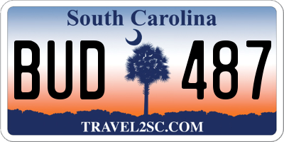 SC license plate BUD487