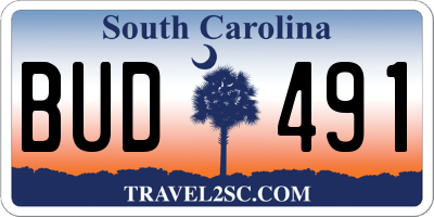 SC license plate BUD491