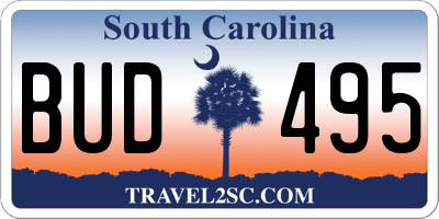 SC license plate BUD495