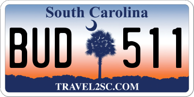 SC license plate BUD511
