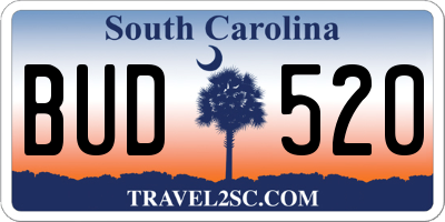 SC license plate BUD520