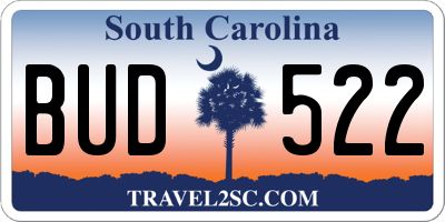 SC license plate BUD522