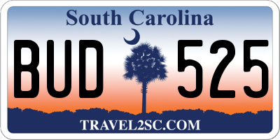 SC license plate BUD525