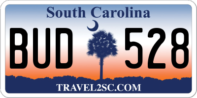 SC license plate BUD528