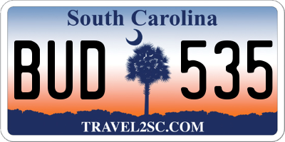 SC license plate BUD535