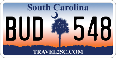 SC license plate BUD548