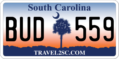 SC license plate BUD559