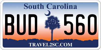 SC license plate BUD560