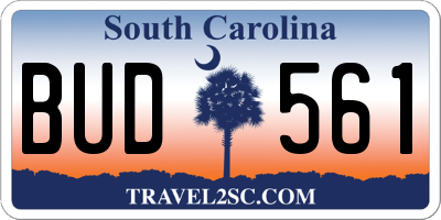 SC license plate BUD561
