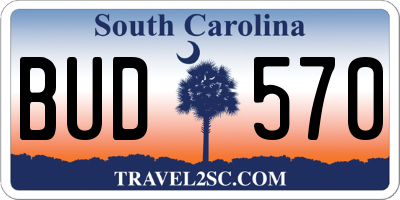 SC license plate BUD570