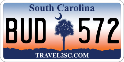 SC license plate BUD572