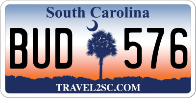 SC license plate BUD576