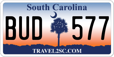SC license plate BUD577