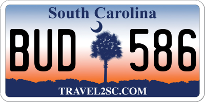 SC license plate BUD586