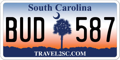 SC license plate BUD587