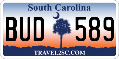 SC license plate BUD589