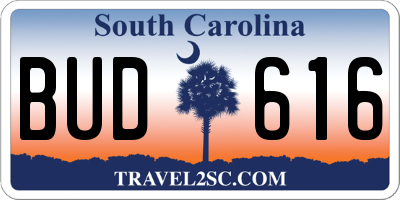 SC license plate BUD616
