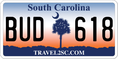 SC license plate BUD618