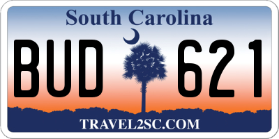 SC license plate BUD621