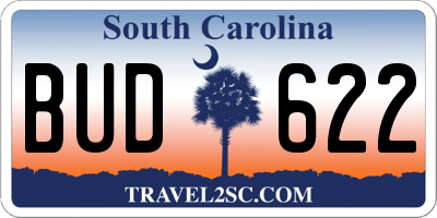 SC license plate BUD622
