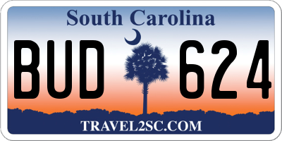 SC license plate BUD624