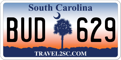 SC license plate BUD629