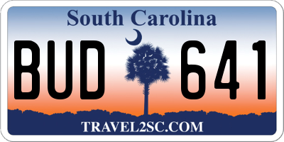 SC license plate BUD641