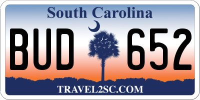 SC license plate BUD652