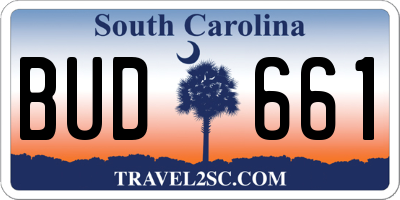 SC license plate BUD661