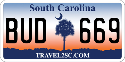 SC license plate BUD669
