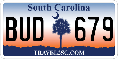 SC license plate BUD679
