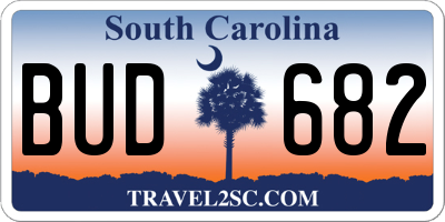 SC license plate BUD682