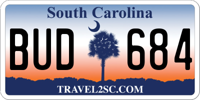 SC license plate BUD684