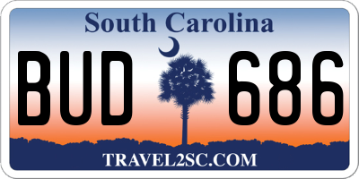SC license plate BUD686