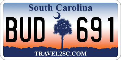 SC license plate BUD691