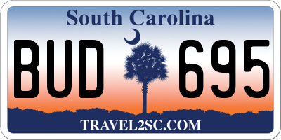 SC license plate BUD695