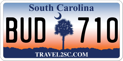 SC license plate BUD710