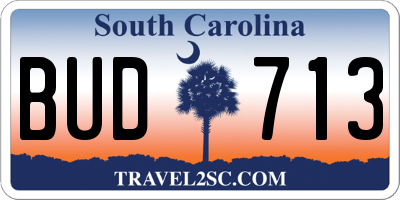 SC license plate BUD713