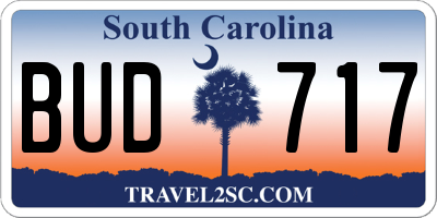 SC license plate BUD717
